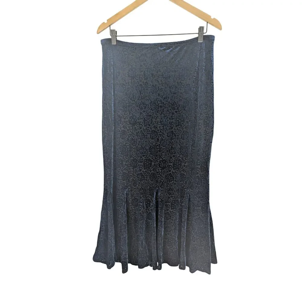 Y2K Goth Dark Fairy Grunge Whimsigoth Velvet Burnout Damask Maxi Skirt